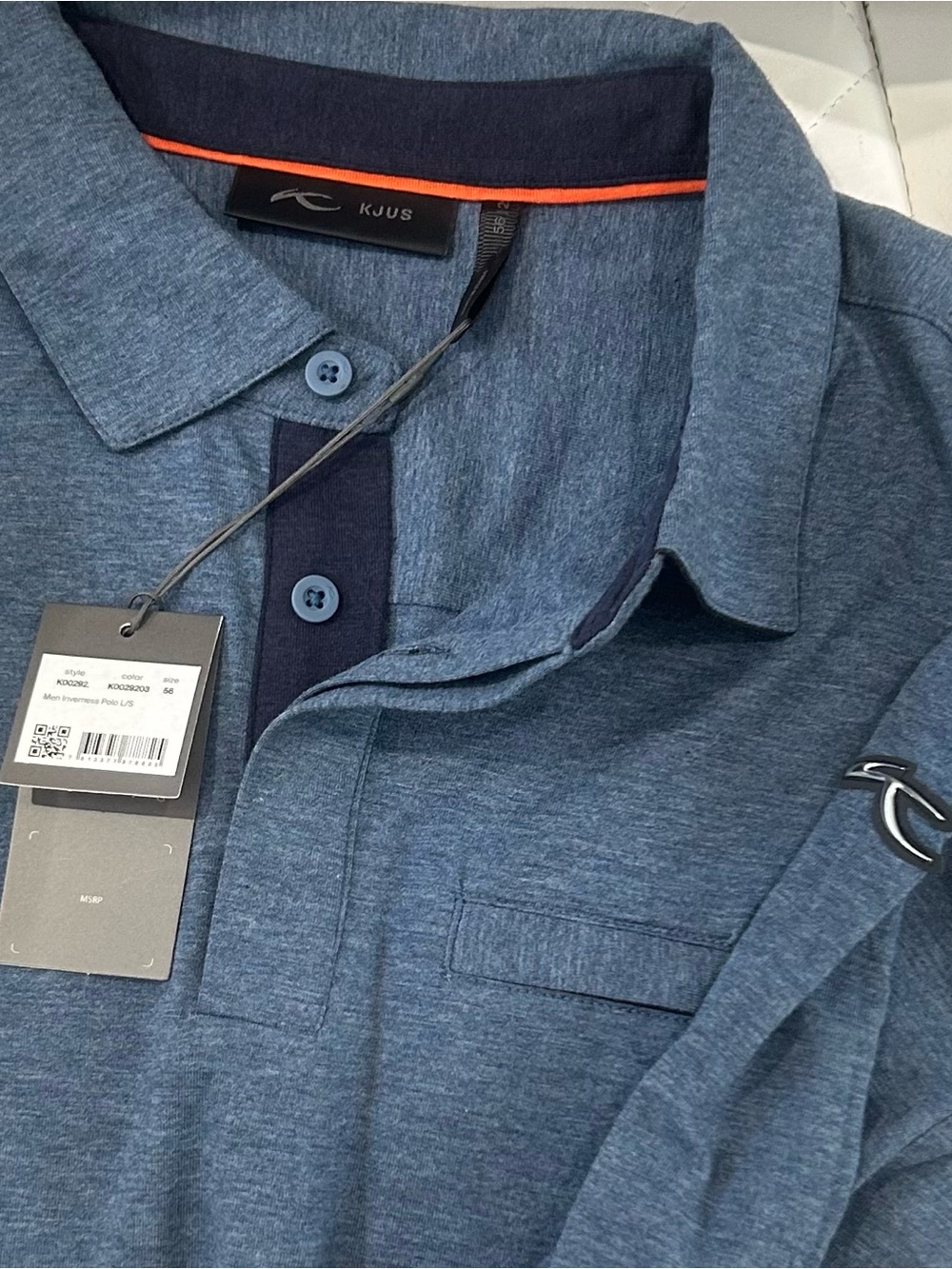 NEW $199 KJUS men’s Inverness cashmere blend polo shirt L/S Size 2XL XXL blue